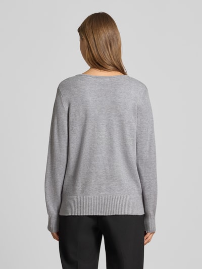 Christian Berg Woman Regular Fit Longsleeve aus Viskose-Mix in Strick-Optik Mittelgrau Melange 5