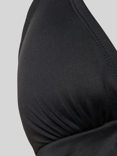 Detailaufnahme Bikini-Oberteil mit herausnehmbaren Cups Modell 'SOLIDS' von Michael Kors, mieszanka materiałów z dodatkiem streczu, dopasowany krój, aplikacja z logo, wiązanie na szyi