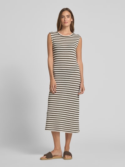 Tom Tailor Denim Sukienka o kroju slim fit z dzianiny z mieszanki bawełny Oliwkowy 4