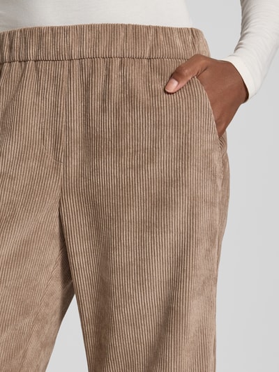 MAC Korte corduroy broek met elastische band, model 'CHIARA' Lichtbruin - 3
