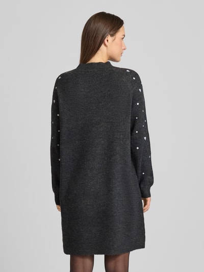 Tom Tailor Denim Strickkleid mit Stickereien Dunkelgrau Melange 5