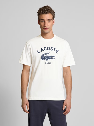 Lacoste T-Shirt mit Label-Print Modell 'HERITAGE' Offwhite 4