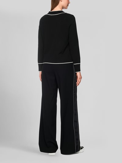 Marc Cain Regular fit pullover van wol alpaca met contrasterende strepen Zwart - 5