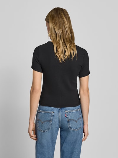 Levi's® T-Shirt in Ripp-Optik mit V-Ausschnitt und Knopfleiste Black 5