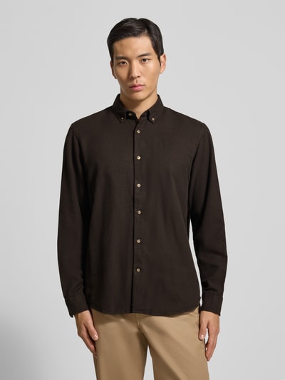 SELECTED HOMME Regular fit vrijetijdsoverhemd van puur biologisch katoen, model 'REGNOAH' Chocoladebruin - 4