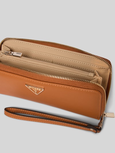 Guess Portemonnaie mit Label-Detail Modell 'TALENT' Cognac 3