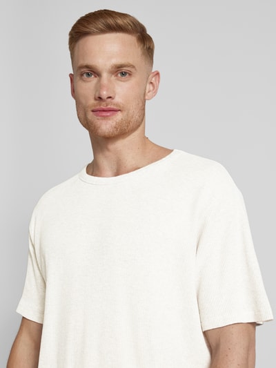 ROTHOLZ T-shirt met structuurmotief, model 'Waffle' Lichtgrijs gemêleerd - 3