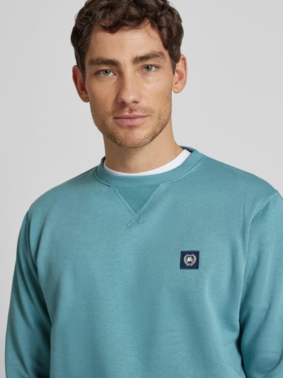 Lerros Sweatshirt mit Rundhalsausschnitt und Label-Patch Tuerkis 3