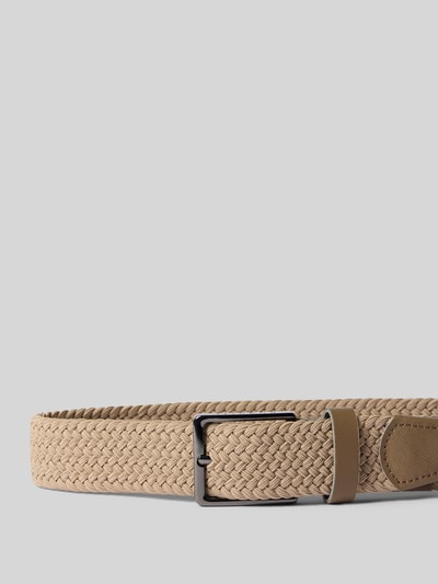 Produktfoto, Stoffgürtel mit Zopfmuster von bugatti in Beige mit metallic Dornschließe, klassische Passform, Breite 3 cm, Gürtelschlaufe