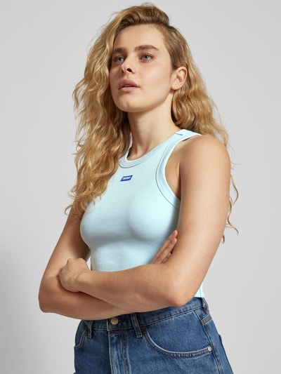 Hugo Blue Cropped Tanktop mit Label-Detail Schilf 3