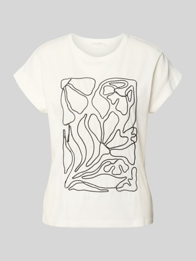 Produktfoto, T-shirt met stitching en ronde hals van Christian Berg Woman, puur katoen, regular fit, mouwen met omslag, ruglengte 56 cm