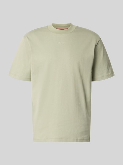 Produktfoto, Regular Fit T-Shirt aus reiner Baumwolle Modell 'DAPOLINO' von HUGO in Hellgrün, glatte Jersey-Textur, unifarben, Rundhals, Label-Schriftzug