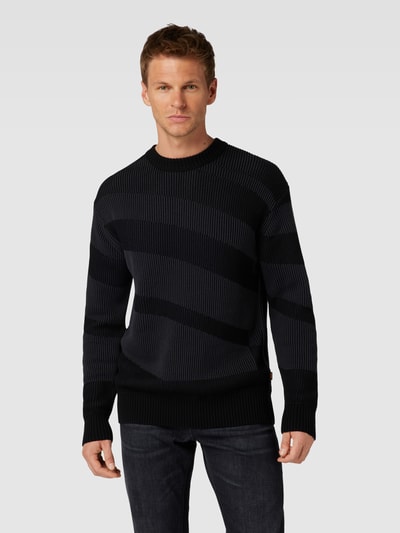 BOSS Orange Strickpullover im Colour-Blocking-Design Modell 'Arace' Black 4