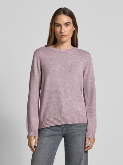 Vila Strickpullover mit gerippten Abschlüssen Mauve 4