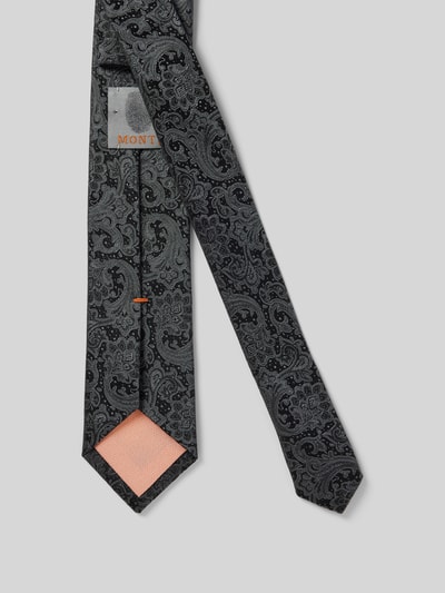 Monti Zijden stropdas met paisleymotief Antraciet - 2