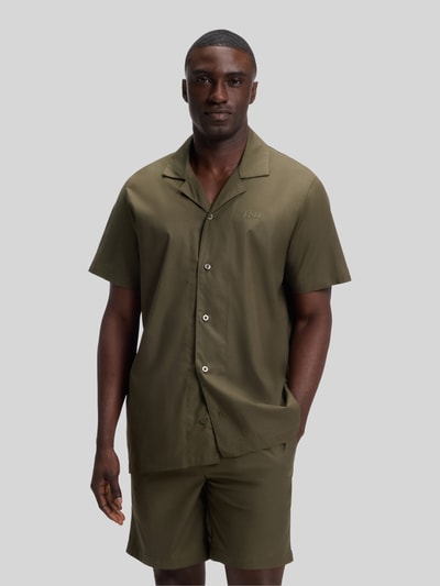 BOSS Piżama w kroju regular fit z mieszanki wiskozy model 'Chris' Oliwkowy 4
