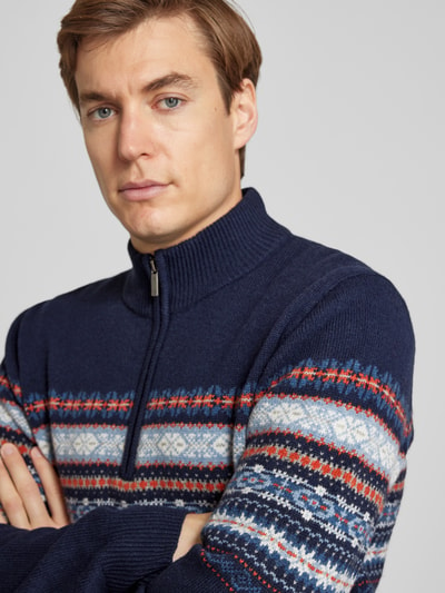 Fynch-Hatton Wollpullover mit Troyer-Kragen Marine 3