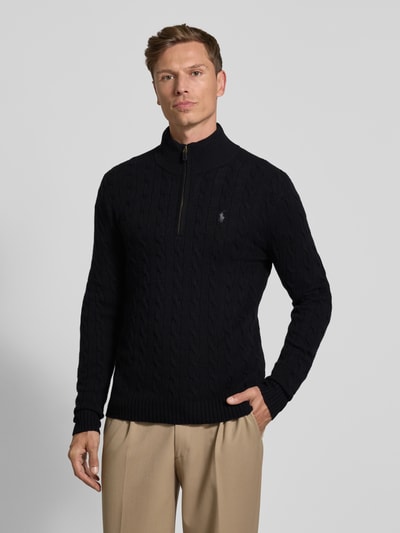 Polo Ralph Lauren Gebreide pullover van een mix van katoen en kasjmier met opstaande kraag Zwart - 4