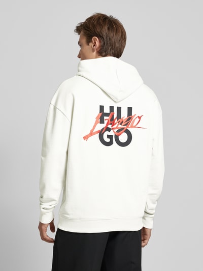 HUGO Hoodie mit Label-Stitching Modell 'Dlogolong' Offwhite 5