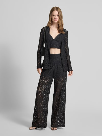 Jake*s Cocktail Spodnie koktajlowe o luźnym kroju z haftem angielskim Czarny 1
