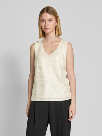 MORE & MORE Tanktop mit Paillettenbesatz Offwhite 4