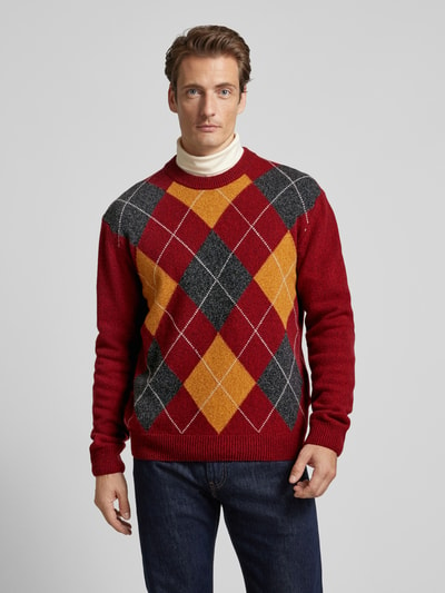 Gant Strickpullover mit Rundhalsausschnitt Modell 'ARGYLE' Bordeaux 4