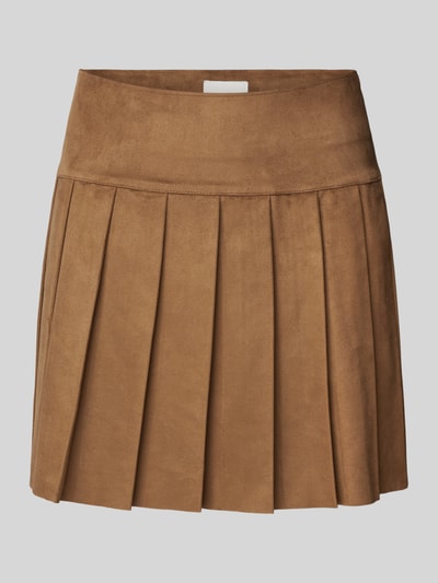 Only Leicht ausgestellter Rock in Lederoptik mit breitem Bund Modell 'TULIP' Cognac 2