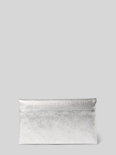 Produktfoto, Clutch aus echtem Leder mit Strukturmuster von Abro in Silber, rechteckige Form, sichtbares Strukturmuster, neutraler Hintergrund