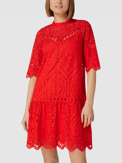 Sportalm Knielanges Kleid mit Lochstickerei Orange 4