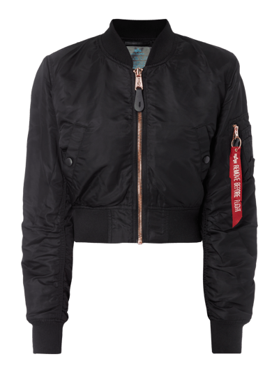 Alpha Industries Cropped Bomber mit Ärmeltasche Black 2