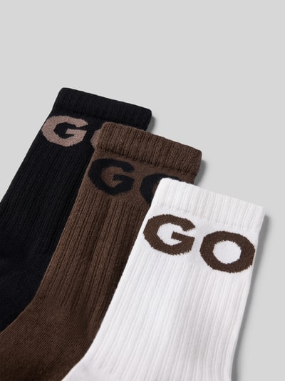 HUGO Socken mit großem Logo-Schriftzug im 3er-Pack Mittelbraun 2