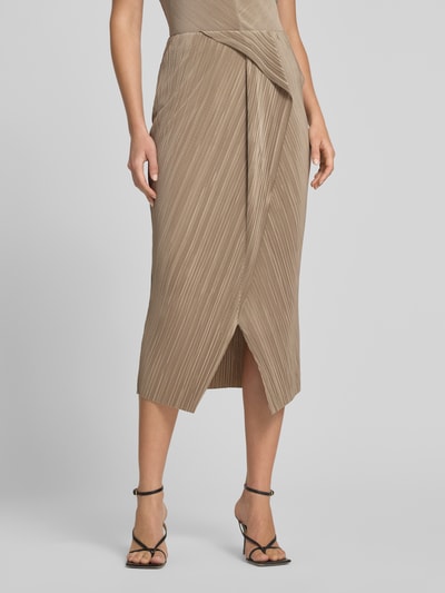 Calvin Klein Womenswear Dopasowana spódnica midi z aplikacją z metką Limonkowy 4