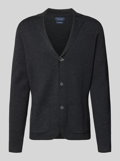 Christian Berg Men Strickjacke aus Woll-Mix mit Reverskragen Anthrazit Melange 2