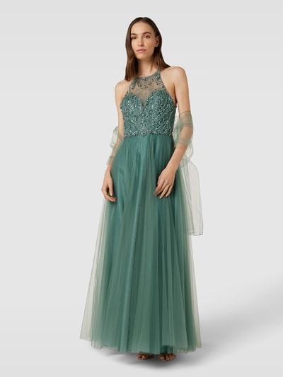 Unique Abendkleid mit Zierstein- und Paillettenbesatz Mint 1