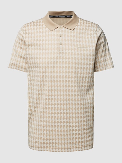 Karl Lagerfeld Regular fit poloshirt met all-over motief Zand - 2