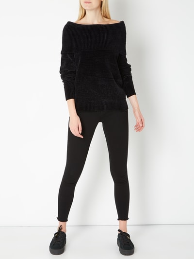 Vila Off Shoulder Pullover aus Samtgarn Black 1