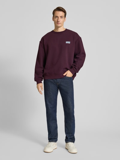 American Vintage Sweatshirt met labelstitching, model 'Tye' Bordeaux - 1