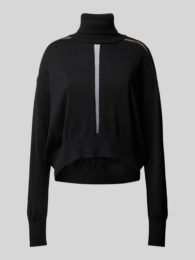 Patrizia Pepe Cropped Rollkragenpullover aus Wolle Modell 'MAGLIA Black 2