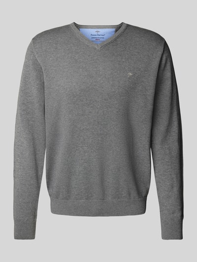 Fynch-Hatton Strickpullover mit Logo-Stitching Silber Melange 2