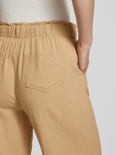 Christian Berg Woman Stoffen broek van een mix van linnen en viscose met tunnelkoord Zand - 3