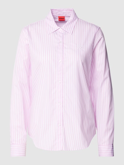 HUGO Bluzka koszulowa ze wzorem w paski model ‘THE ESSENTIAL’ Różowy 2