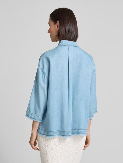 Smith and Soul Bluzka jeansowa o kroju relaxed fit z frędzlami Jeansowy niebieski 5