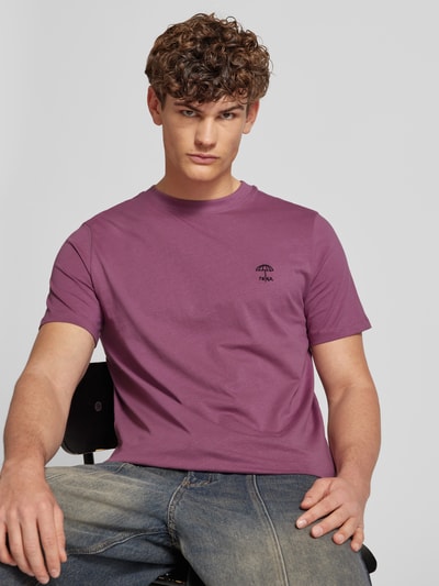 Blend T-Shirt mit geripptem Rundhalsausschnitt Modell 'JENS' Aubergine 3