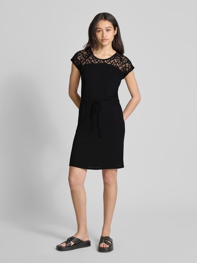 Only Getailleerde knielange jurk met kant, model 'SINDY LIFE' Zwart - 1