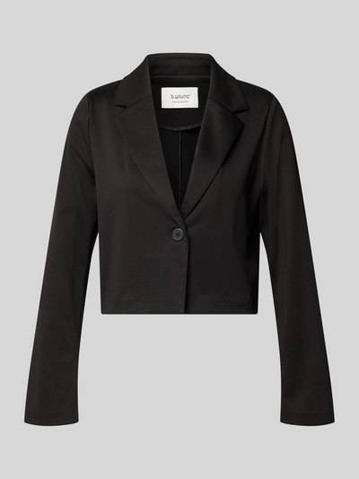 Produktfoto, schwarzer Regular Fit Blazer mit Viskose-Anteil Modell 'BYRIZETTA' von b.young, Reverskragen, Knopfverschluss, glatte Struktur