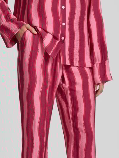 Colourful Rebel Wide leg stoffen broek met labelprints, model 'Melody' Felroze - 3