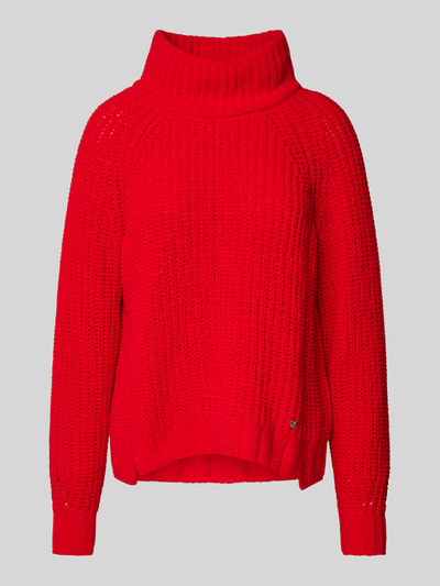 monari Gebreide pullover met opstaande kraag, model 'Chenille' Rood - 2