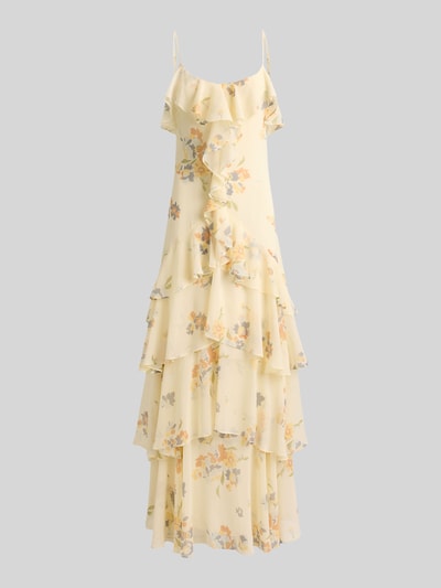 Lauren Ralph Lauren Fit and Flare Abendkleid mit Spaghettiträgern und Volants Ecru 2