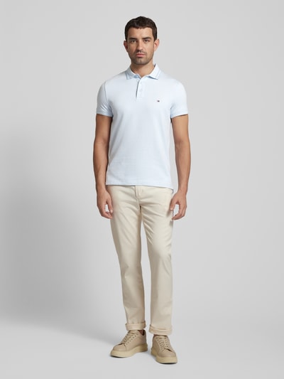 Tommy Hilfiger Slim fit poloshirt met logostitching, model 'PRETWIST MOULINE Lichtblauw - 1