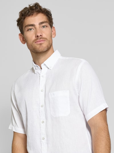 Fynch-Hatton Regular Fit Freizeithemd aus Leinen-Baumwoll-Mix Weiss 3
